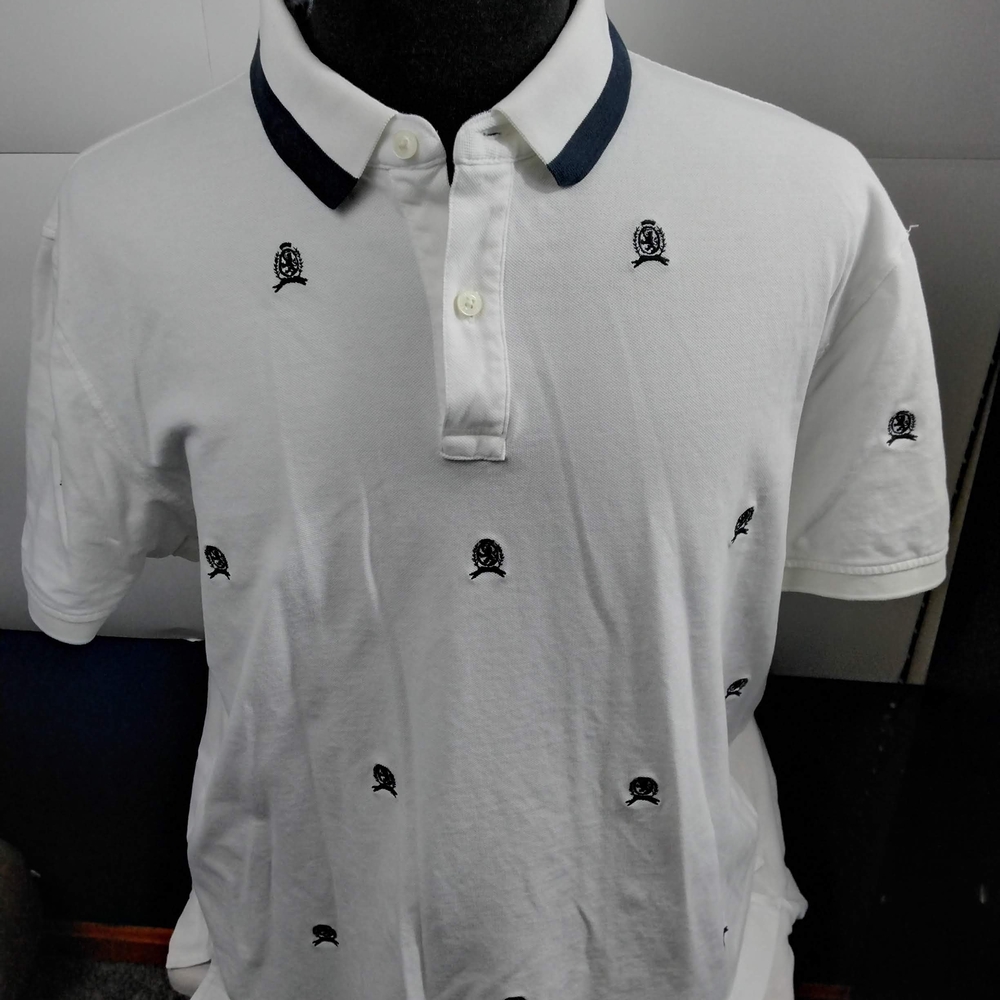 Tommy Hilfiger White Polo with Dark Blue Trim